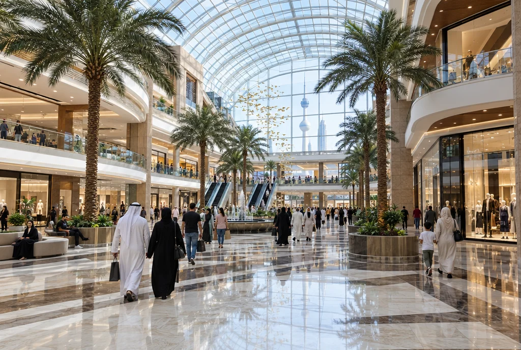 El interior de un gran centro comercial moderno en Kuwait